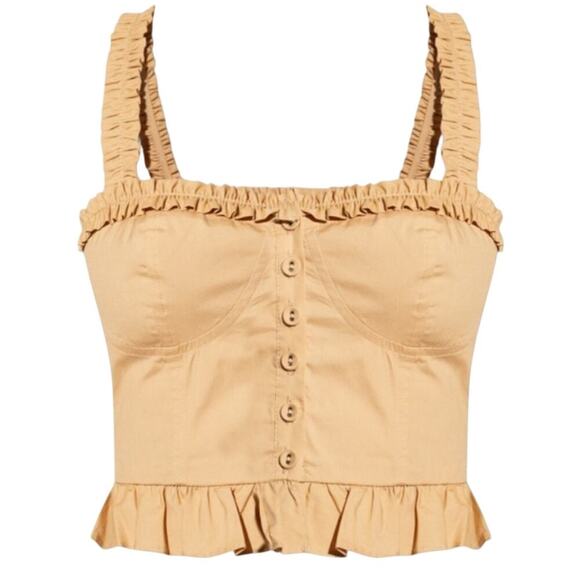 Ulla Johnson Alexandra Cotton Poplin Ruffle Bustier Cami Camisole Top Cedar - Picture 6 of 9